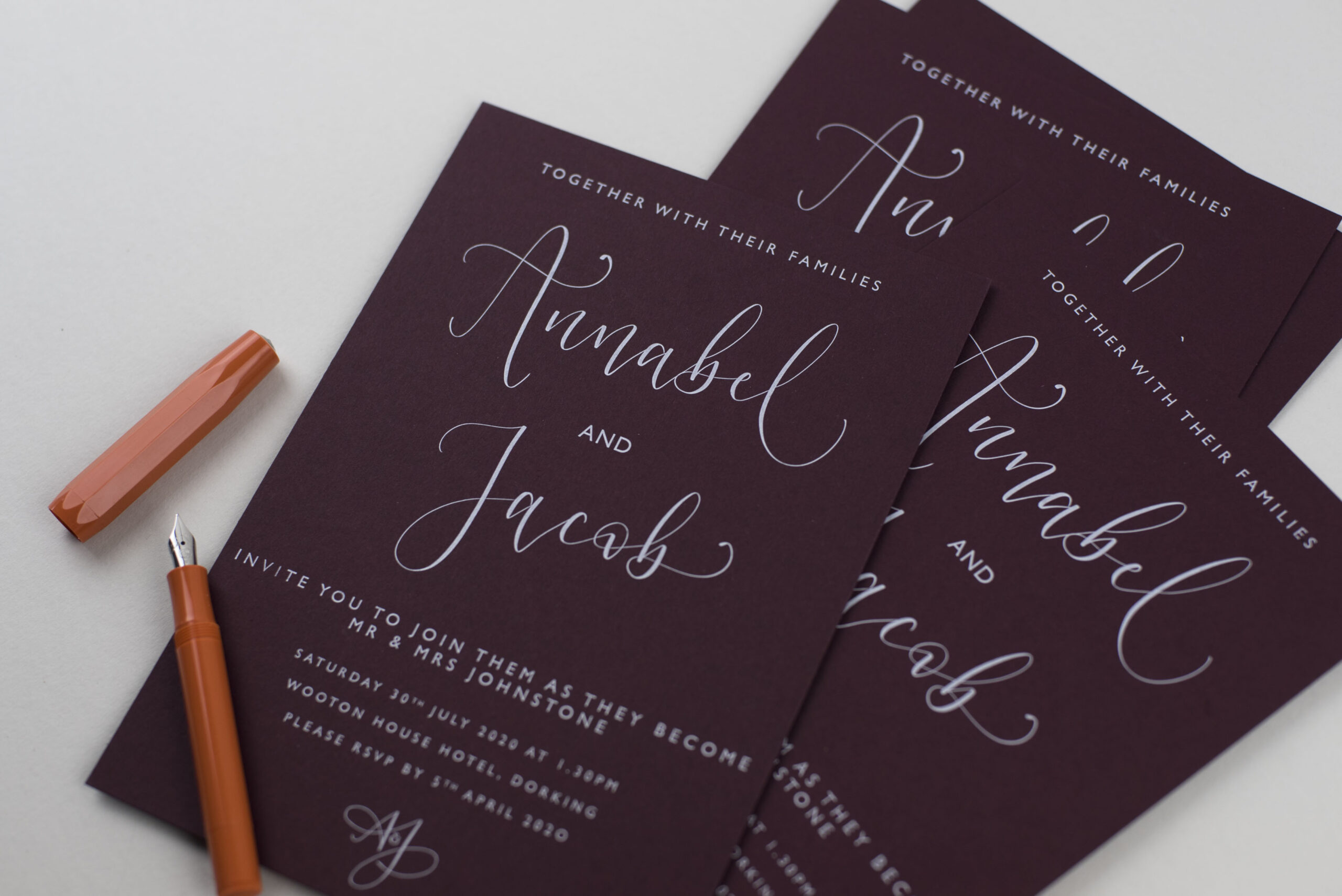 white ink wedding invitations