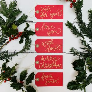christmas calligraphy gift tags
