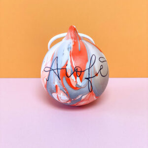 orange and grey marbled bauble