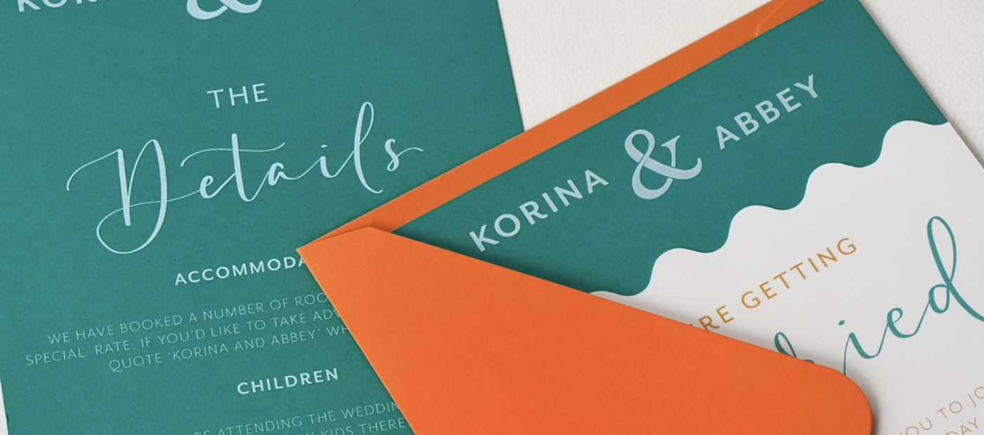 The Korina colourful waved wedding invitation