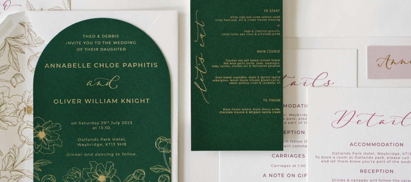 Green wedding invitation suite