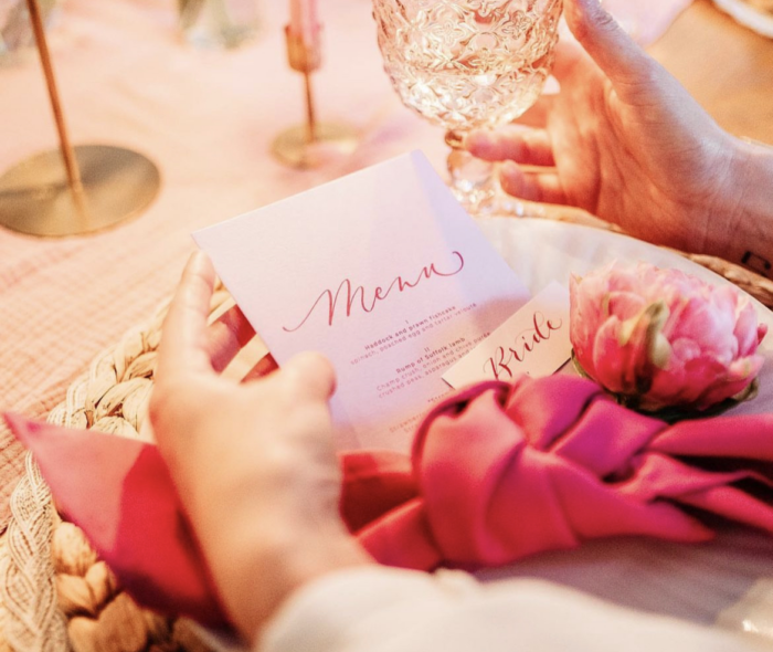 Calligraphy menu pink